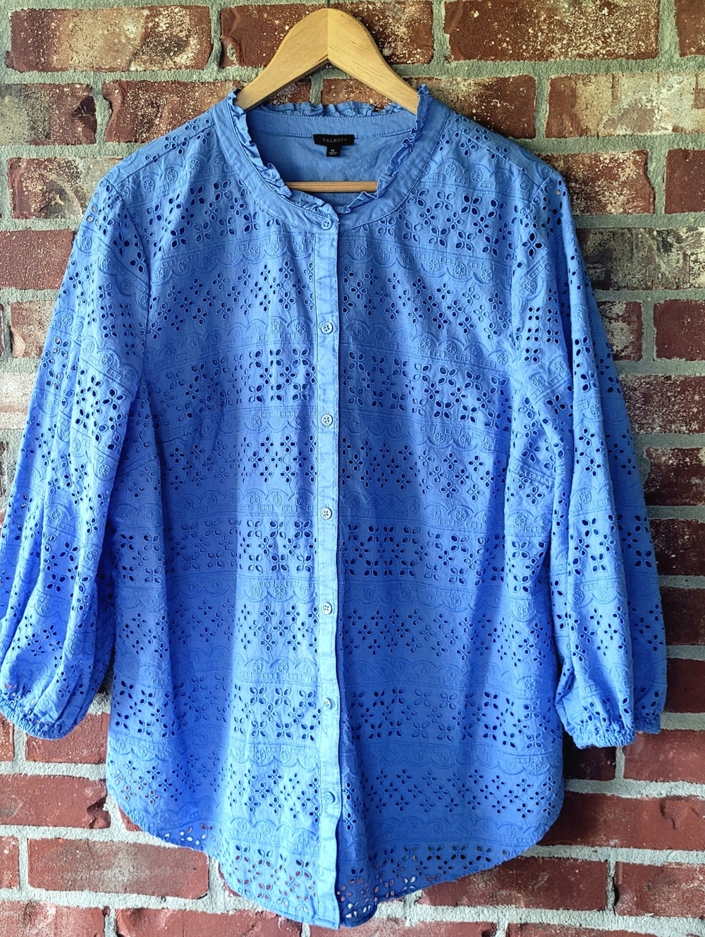 Talbots Blue Eyelet Button-Front Women's Top